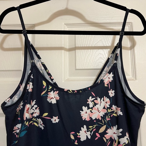 Styleworld V-Neck Navy Blue and Floral Spaghetti Strap Swing Dress - Size XXL - Picture 5 of 12